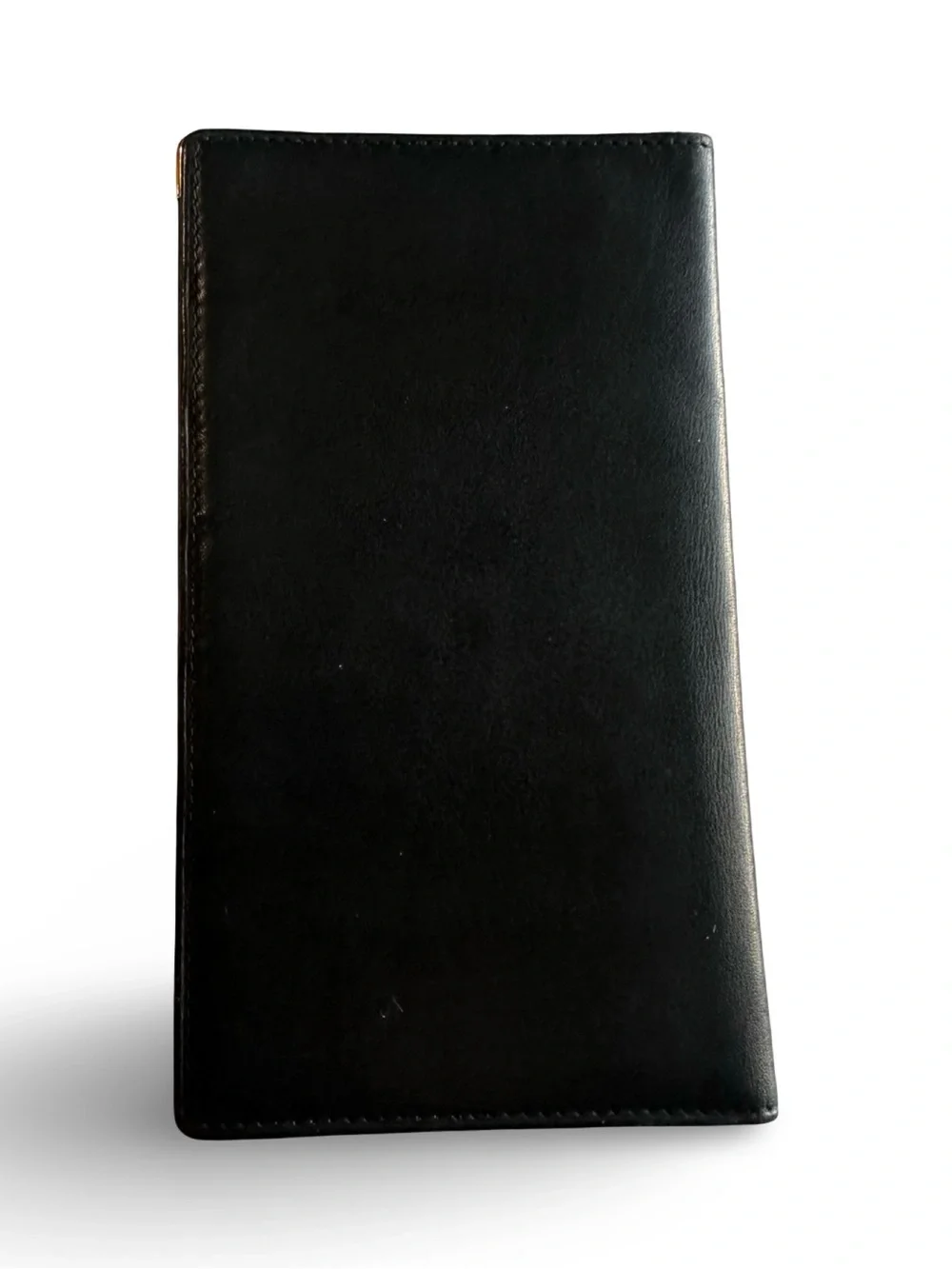 Dunhill Black Leather Long Card Organizer with Gold Accents Unisex
